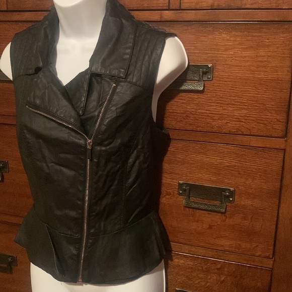 bebe Tops - Bebe Black leather vest size Medium NWT